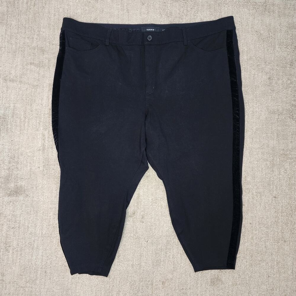 Torrid Black Bombshell Velvet Stripe Cropped Skinny Pants